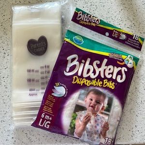 Feeding baby bundle // disposable bibs // breast milk storage bags